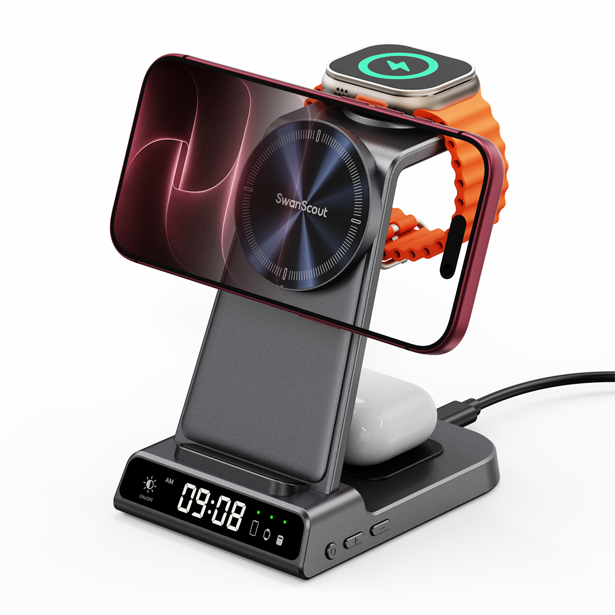SwanScout C02M - 3-in-1 Magnetische Ladestation für Apple