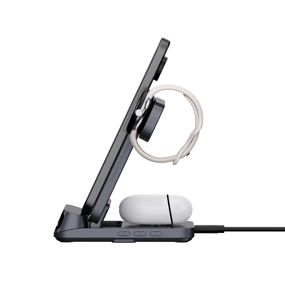 SwanScout 708G2 - Chargeur Sans Fil 3-en-1 pour Pixel Watch 2/3