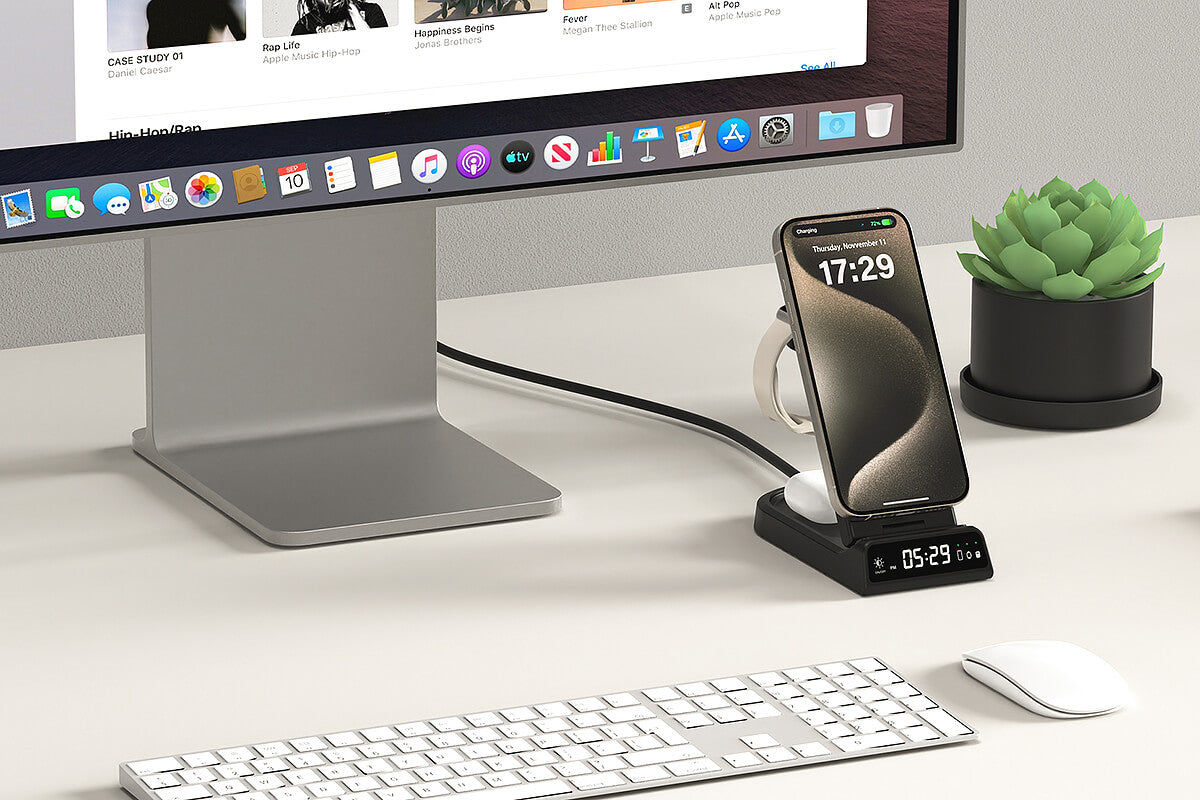 Experience the convenience of fast, foldable, and portable charging with the SwanScout 702M | 3 In 1 Foldable Wireless Charging Station for Apple devices. This unique SwanScout Charging Station for Apple is designed for portability and speed, ensuring your Apple devices are powered up wherever you go.