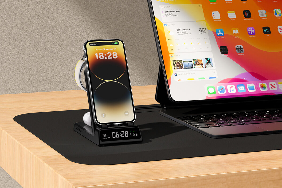 Experience the convenience of fast, foldable, and portable charging with the SwanScout 703A | 3 In 1 Foldable Wireless Charging Station for Apple devices. This unique SwanScout Charging Station is designed for portability and speed, ensuring your Apple devices are powered up wherever you go.