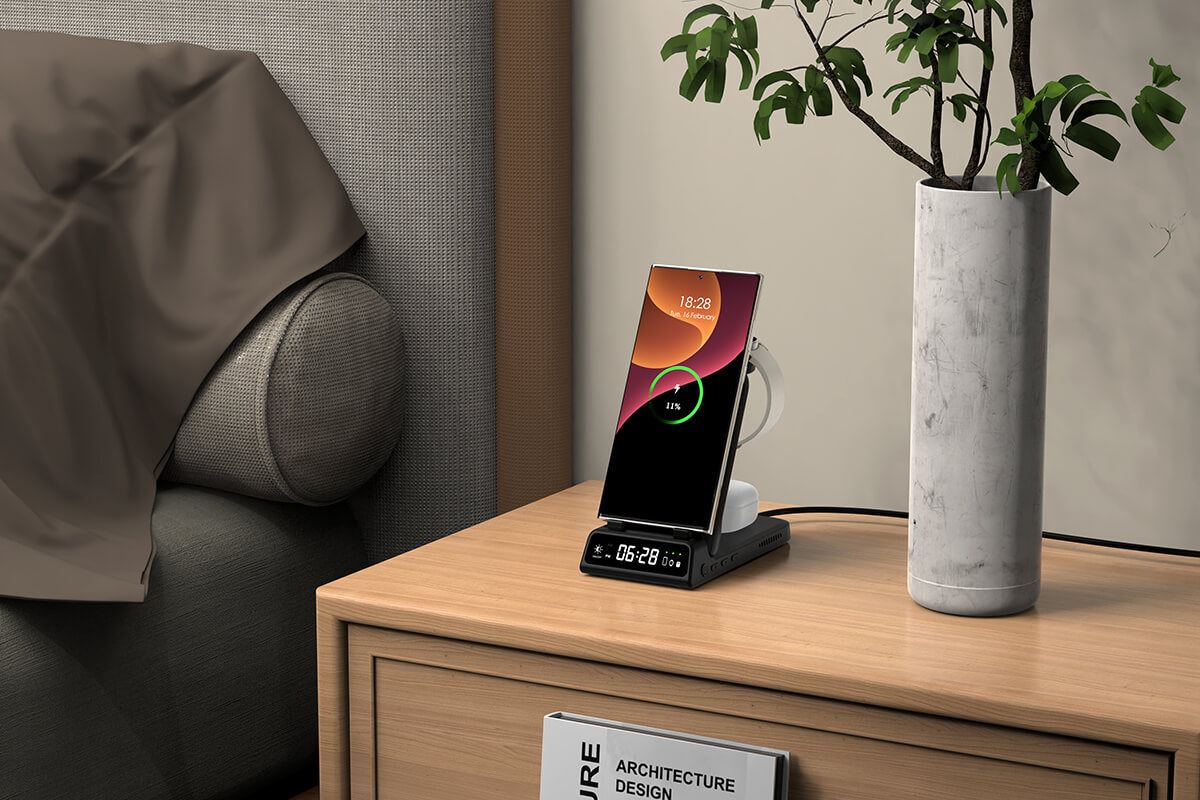 Experience the convenience of fast, foldable, and portable charging with the SwanScout 703S | 3 In 1 Foldable Wireless Charging Station for Samsung. This unique SwanScout Charging Station is designed for portability and speed, ensuring your Samsung devices are powered up wherever you go.