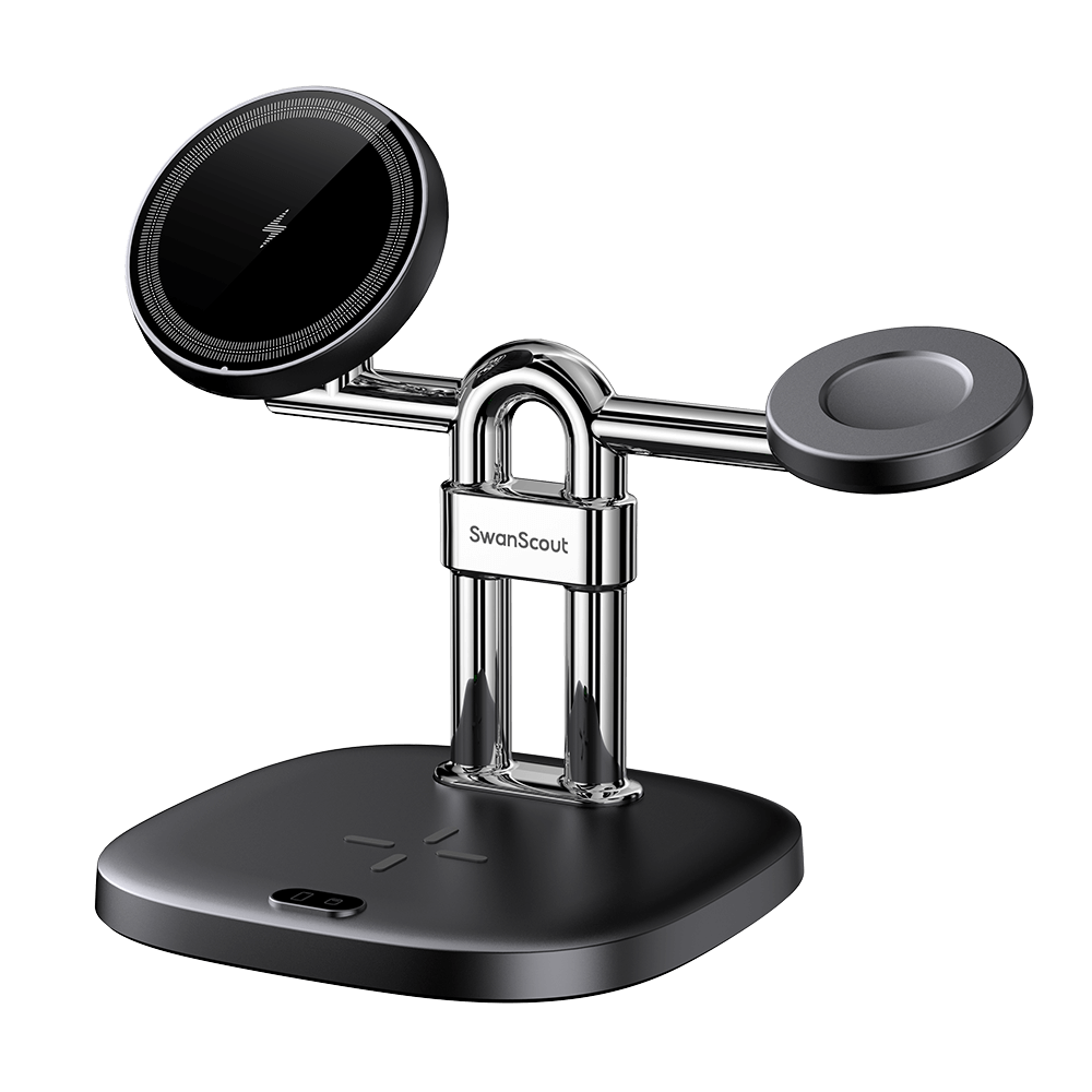 SwanScout 712SM – Estação de carregamento sem fio magnética 3 em 1 para Samsung