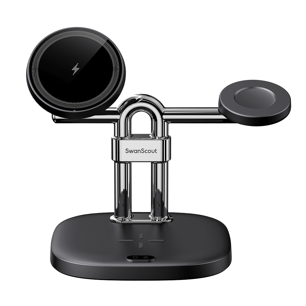 SwanScout 712SM – 3v1 magnetická bezdrátová nabíjecí stanice pro Samsung