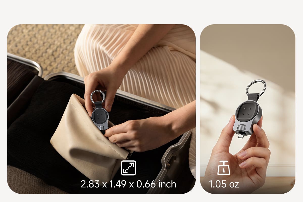 Compact portable USB-C charger for Google Pixel Watch and Fitbit with size and weight details SwanScout 510G2