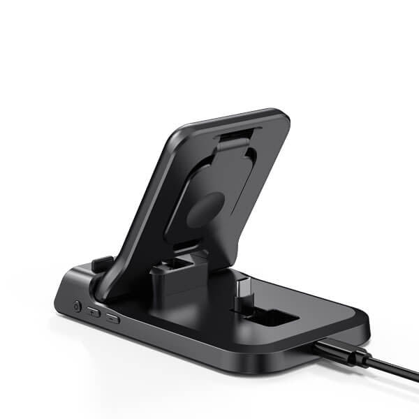 SwanScout 701AC wired fast charger for Apple with USB-C port and clock, compact travel design, rear view image