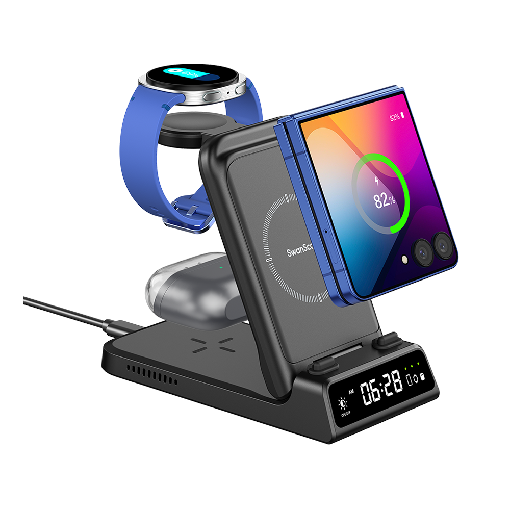 SwanScout 703F - 3 in 1 Foldable Wireless Charger for Galaxy Z Flip 7/