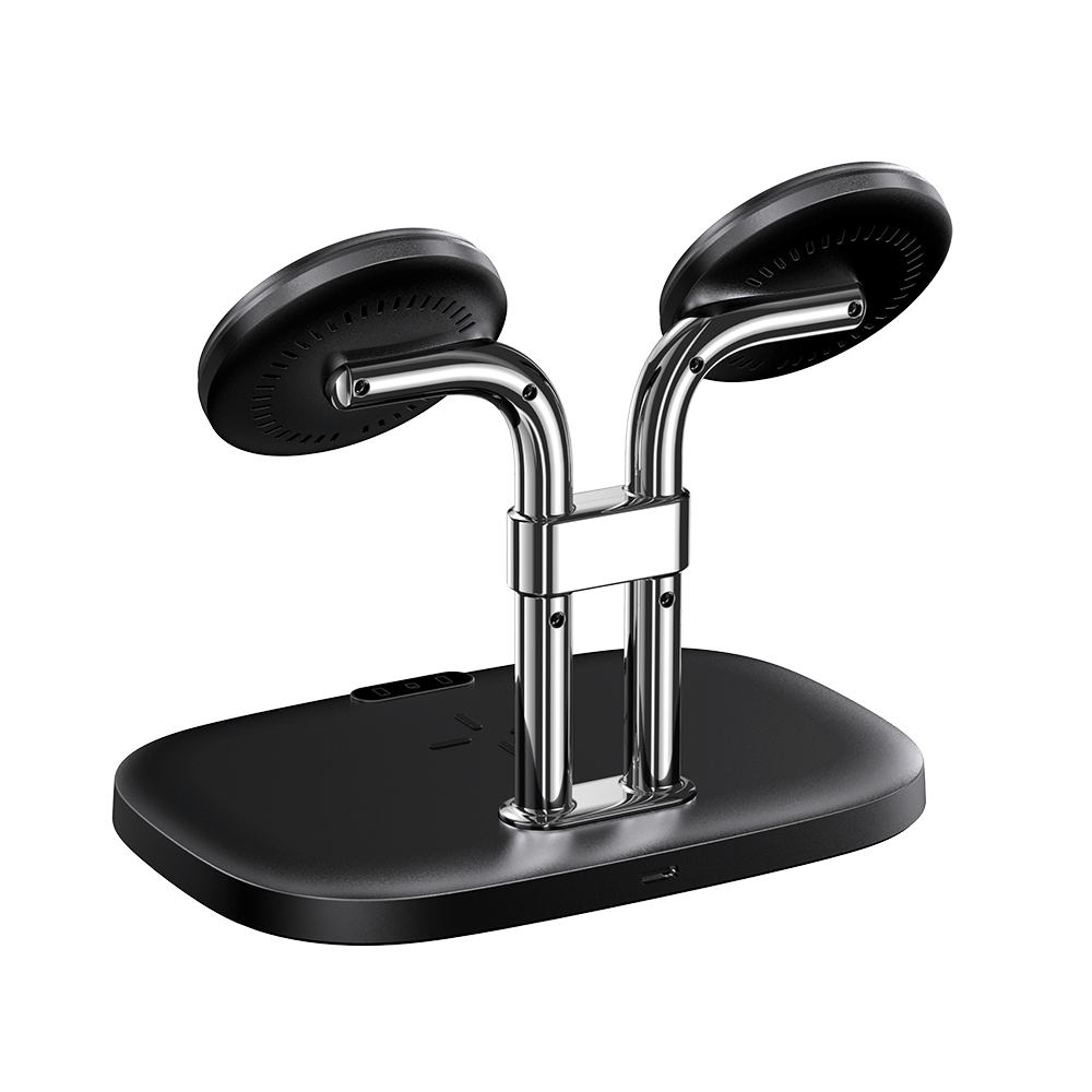 SwanScout 706SM dual magnetic charger for Samsung smartphones with multi-vent heat dissipation and safe charging design.