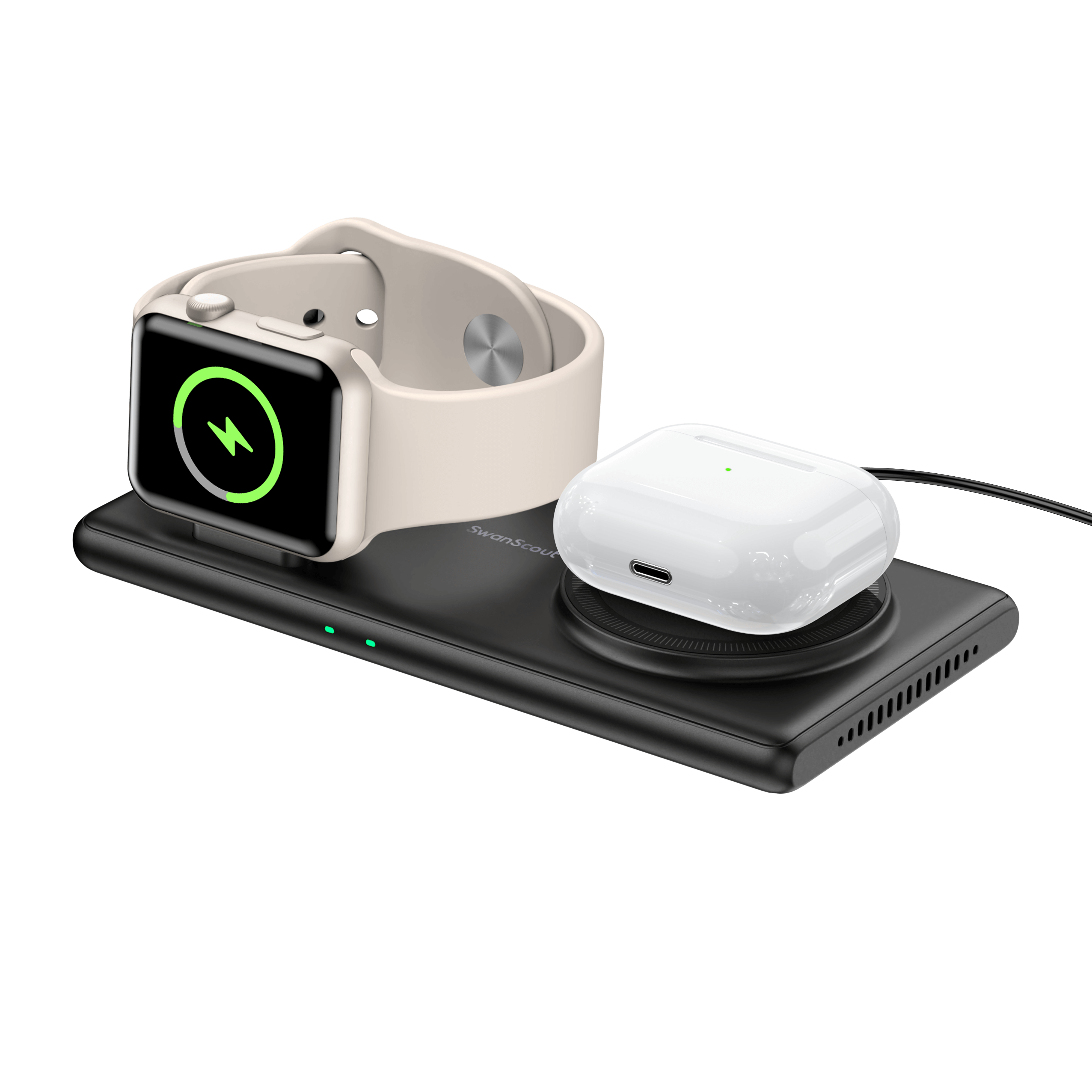 SwanScout 502M | 2 In 1 Foldable Wireless Charging Pad for Apple Devices.