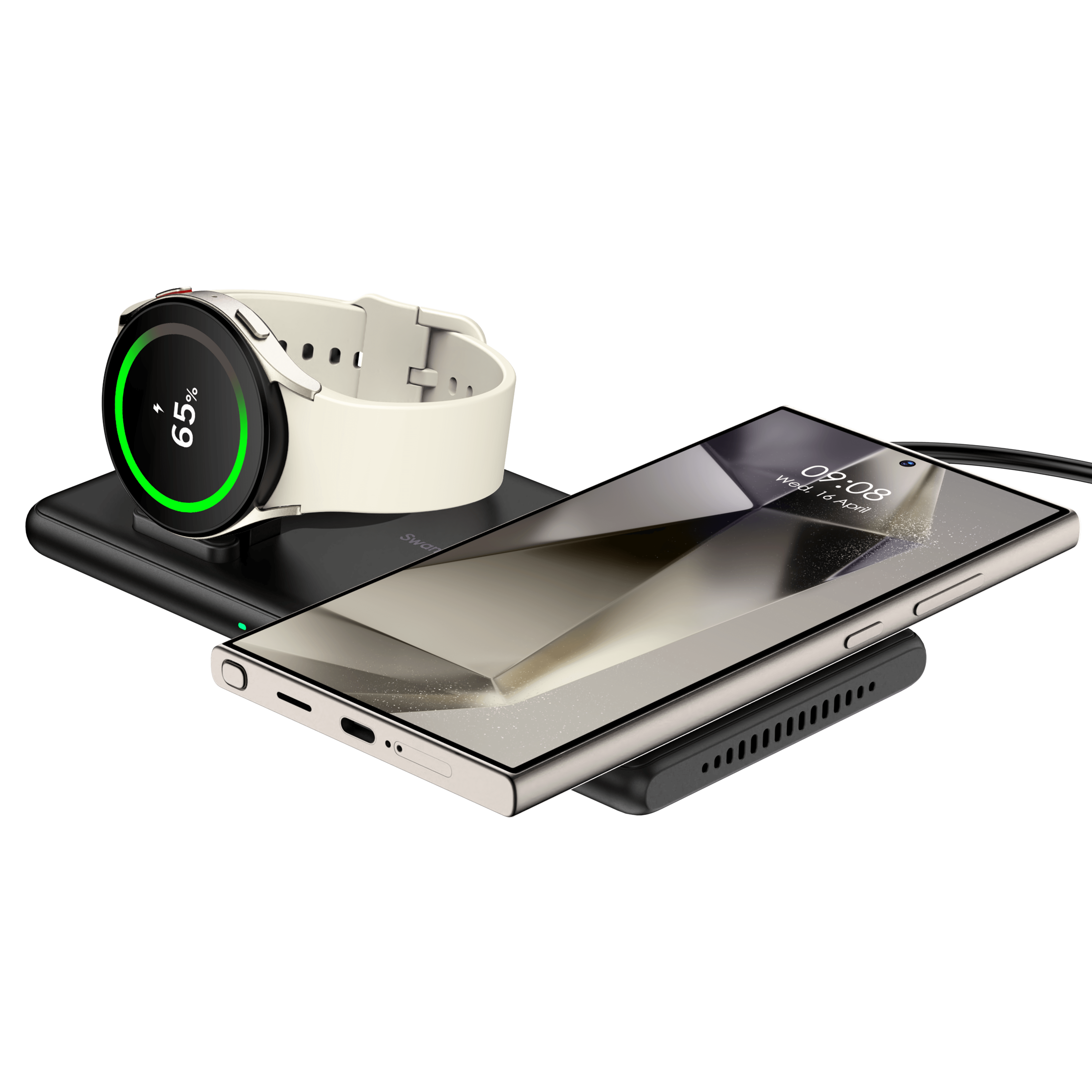 SwanScout 502S | 2 In 1 Foldable Wireless Charging Pad for Samsung Devices.