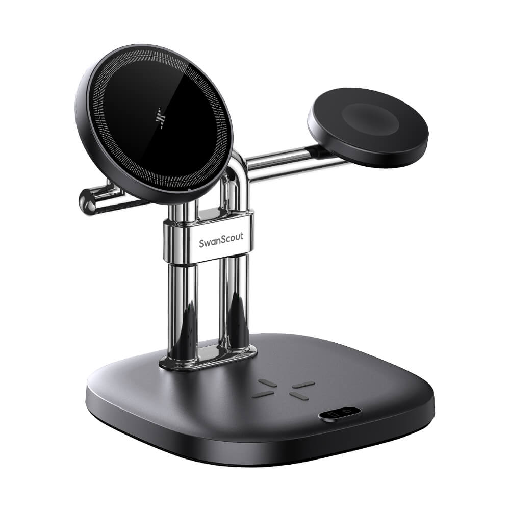 SwanScout 712M - Estação de Carregamento Sem Fios Magnética 3 em 1 para Apple