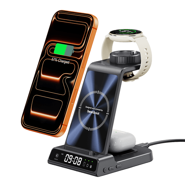 SwanScout C01GM - 3v1 bezdrátová nabíjecí stanice pro Garmin hodinky
