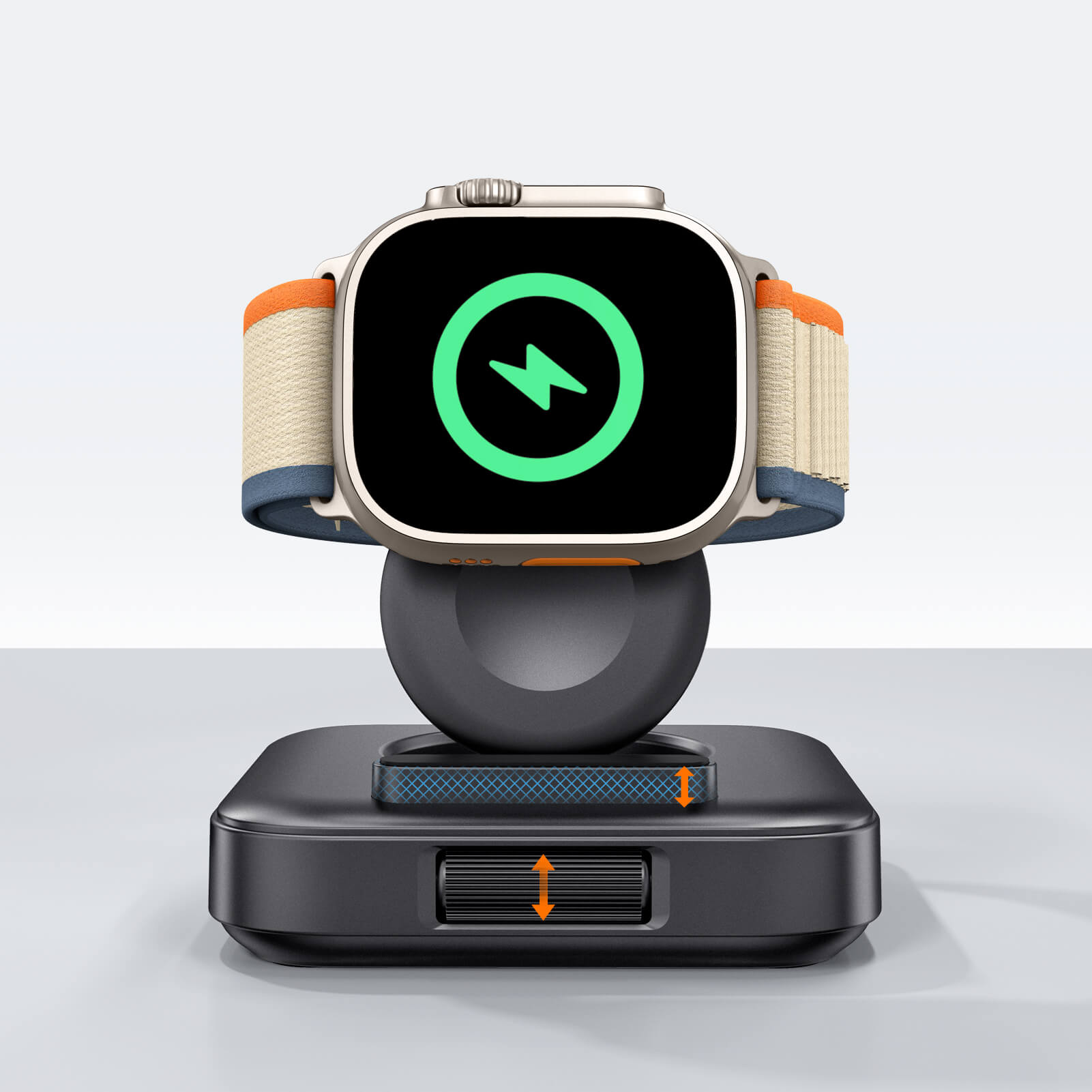 Charging Station for Apple Watch: Foldable & Portable Design, Safe Charging, Case Friendly, with Intelligent LED Indicator. The SwanScout Charging Station for Apple Watch is designed for on-the-go power and speed, ensuring your Watch devices stay charged wherever you are.