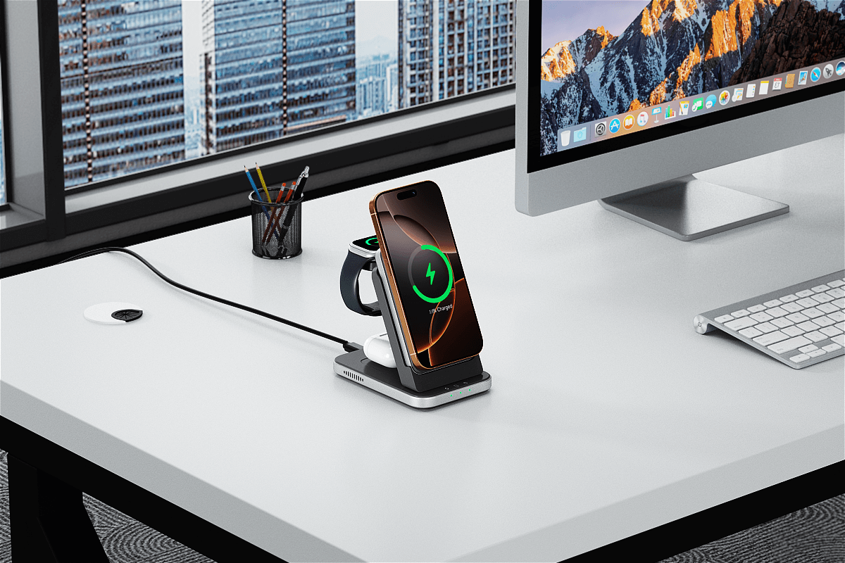 The MagSafe charging station can charge multiple devices at once, providing a central location for all your wireless charging needs.