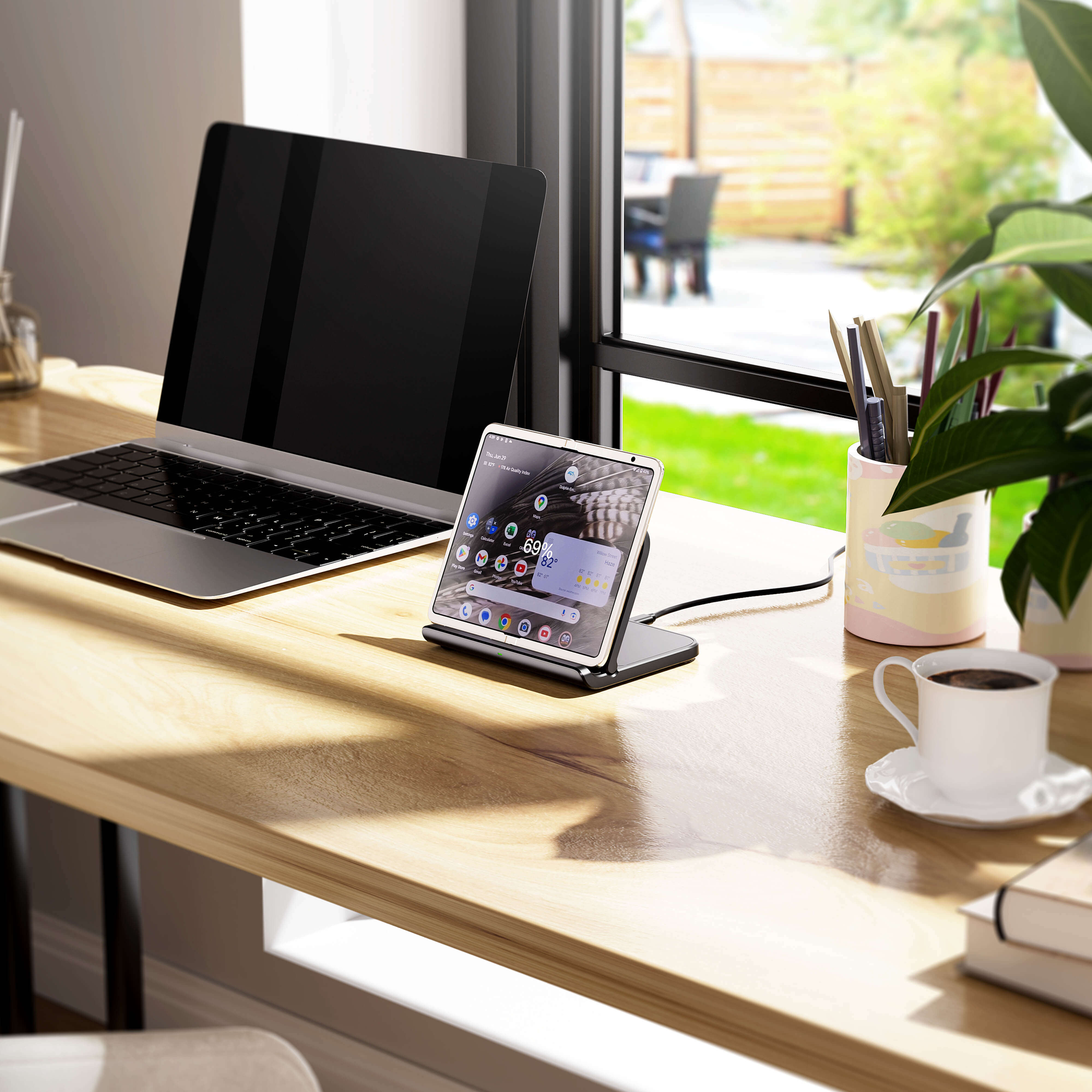 SwanScout 503G is a foldable and portable Charger Stand for Google Phone, featuring a Wireless Charger with Triple Coils. Specially designed for Google FOLD series phones, it offers wide compatibility, supporting other regular smartphones as well. This stand is foldable for easy portability.