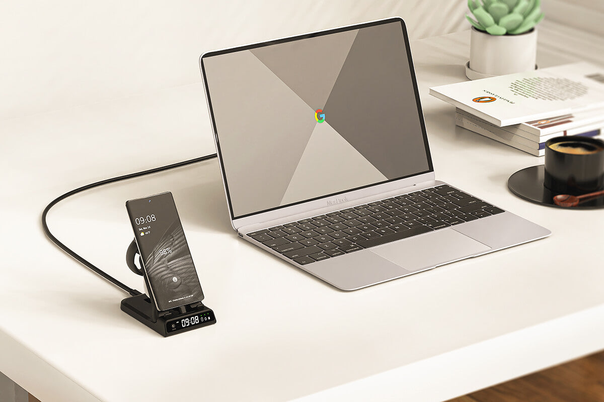 Experience the convenience of fast, foldable, and portable charging with the SwanScout 701G | 3 In 1 Fast&Foldable Charging Station for Google. This unique SwanScout Charging Station for Google is designed for portability and speed, ensuring your Google devices are powered up wherever you go.