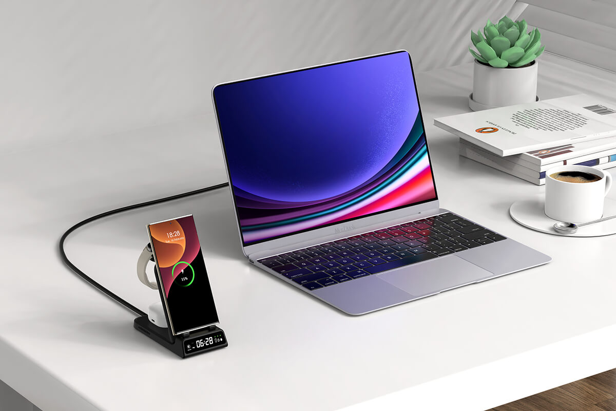 Experience the convenience of fast, foldable, and portable charging with the SwanScout 703S | 3 In 1 Foldable Wireless Charging Station for Samsung. This unique SwanScout Charging Station is designed for portability and speed, ensuring your Samsung devices are powered up wherever you go.