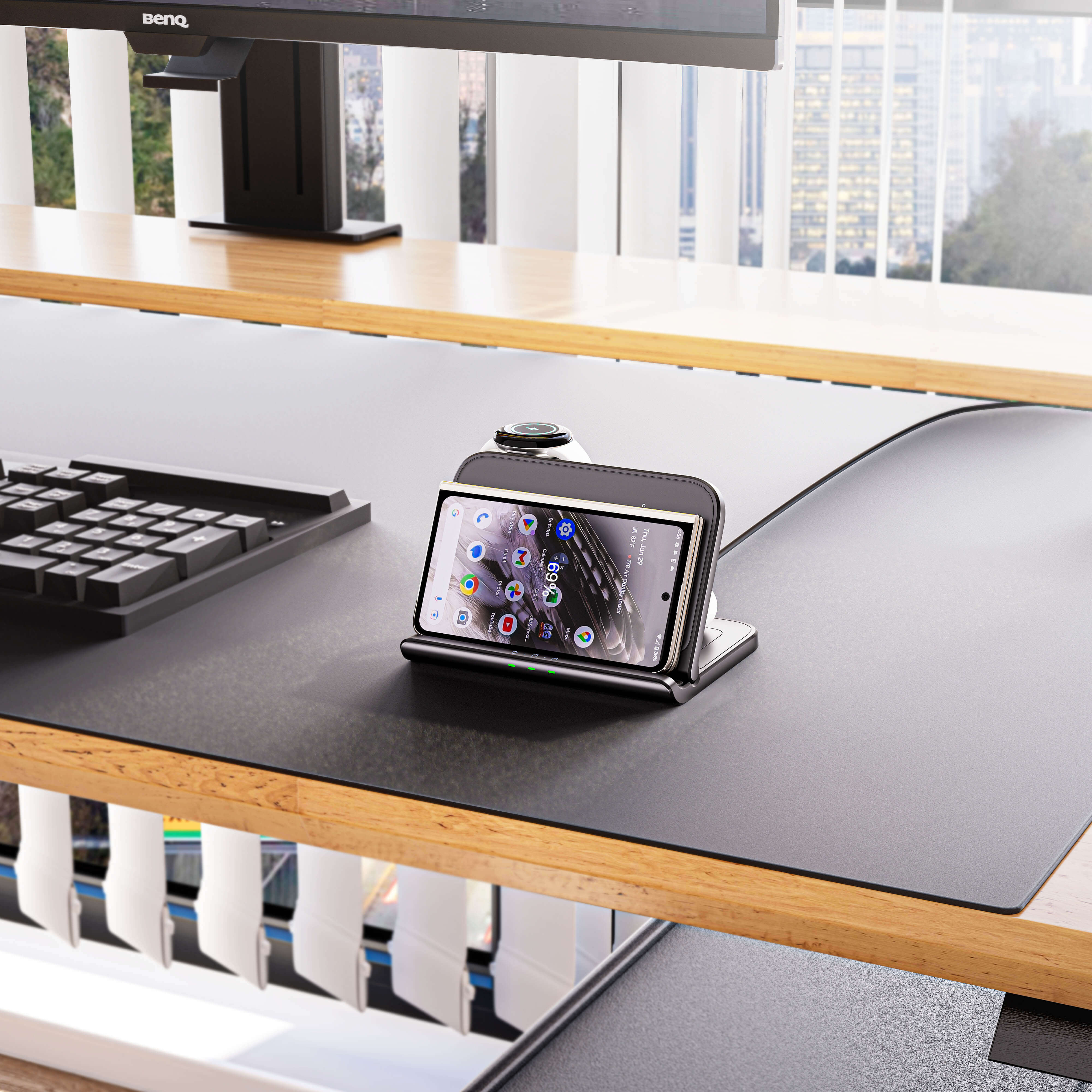 SwanScout 705G丨Foldable & Portable 3-in-1 Wireless Charger for Google Products features a three-coil design, specially crafted for charging Google FOLD series phones. This powerful charger can handle multiple devices simultaneously and is both foldable and portable for maximum convenience.