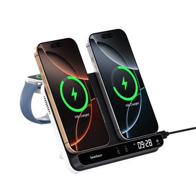 The Apple Watch charger provides a seamless magnetic connection for efficient and reliable charging.