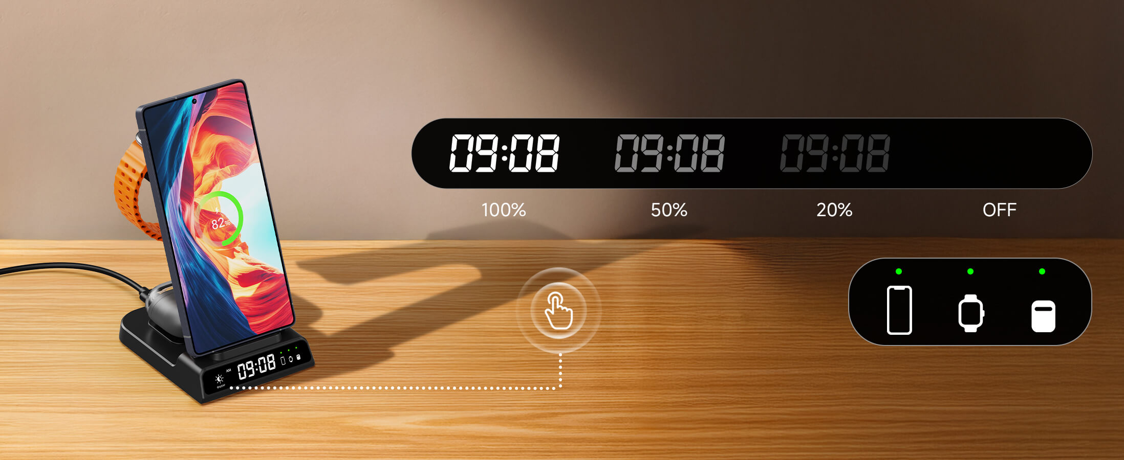 Diseñado con elegancia, el SwanScout C01 es un cargador inalámbrico para Samsung moderno y eficiente.