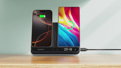 A wireless charger for Samsung devices ensures fast and efficient charging, supporting models like the Galaxy S23 and Z Fold 5.