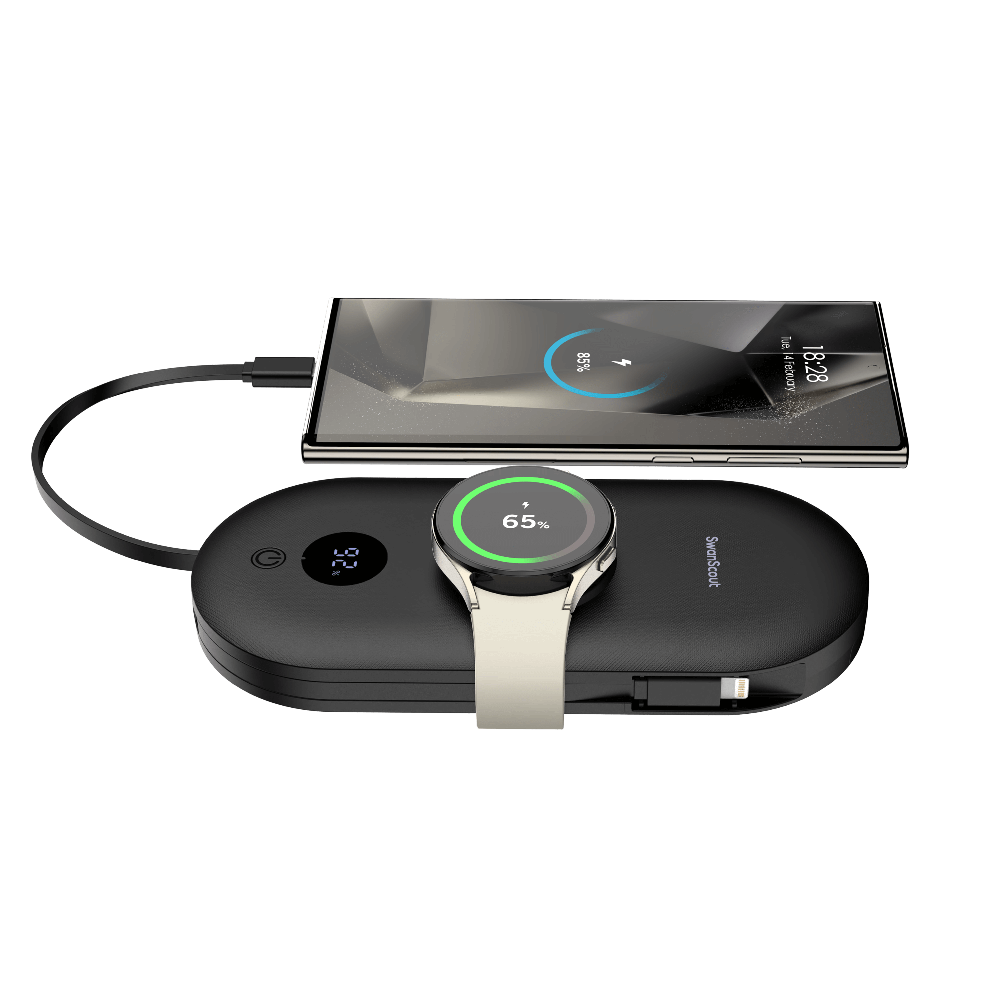 SwanScout 302S is an efficient Samsung watch charger, providing reliable power for your Samsung Galaxy Watch