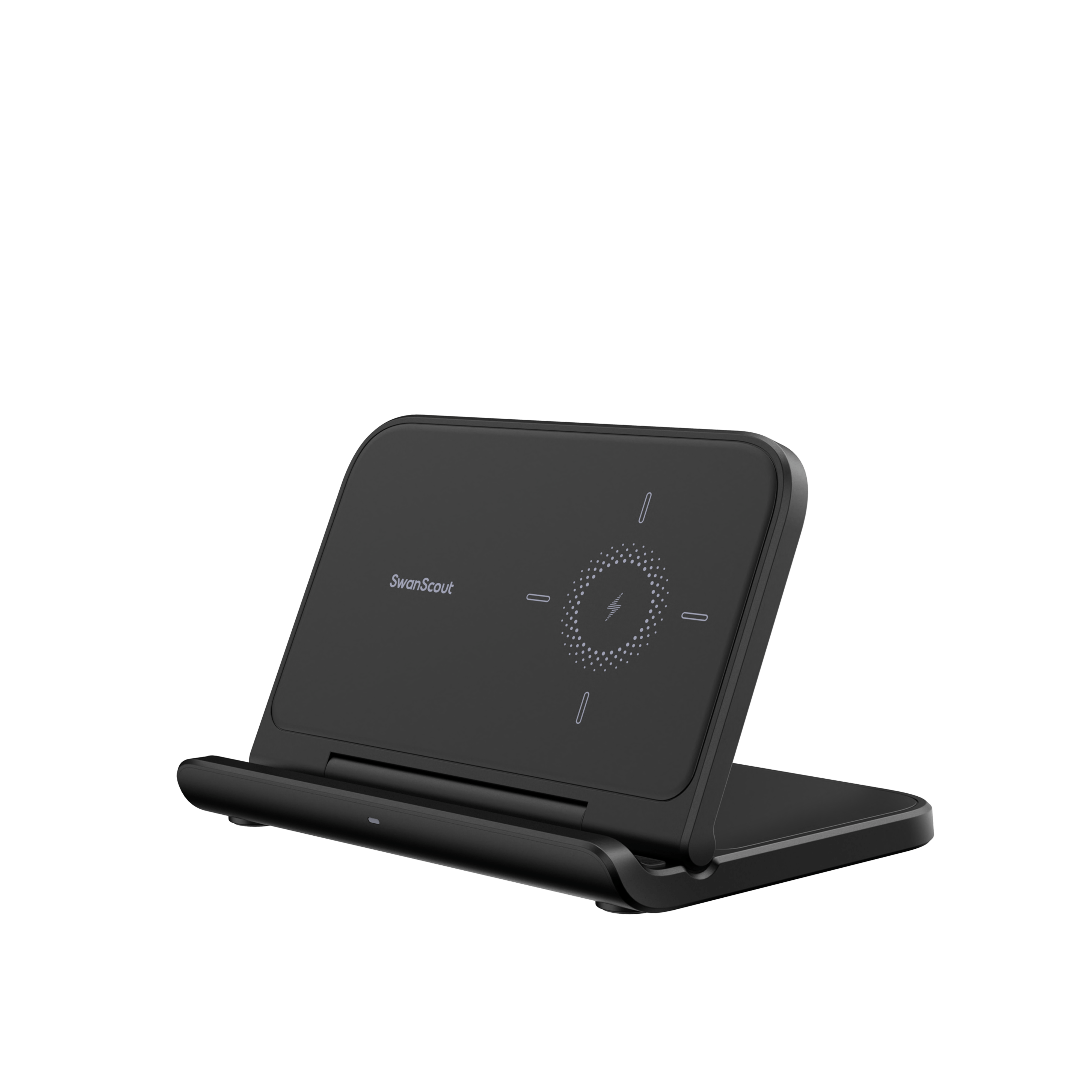 SwanScout 503G wireless charging pad for Pixel Fold and Pixel 9 Pro Fold, sleek black design with charging coil visible