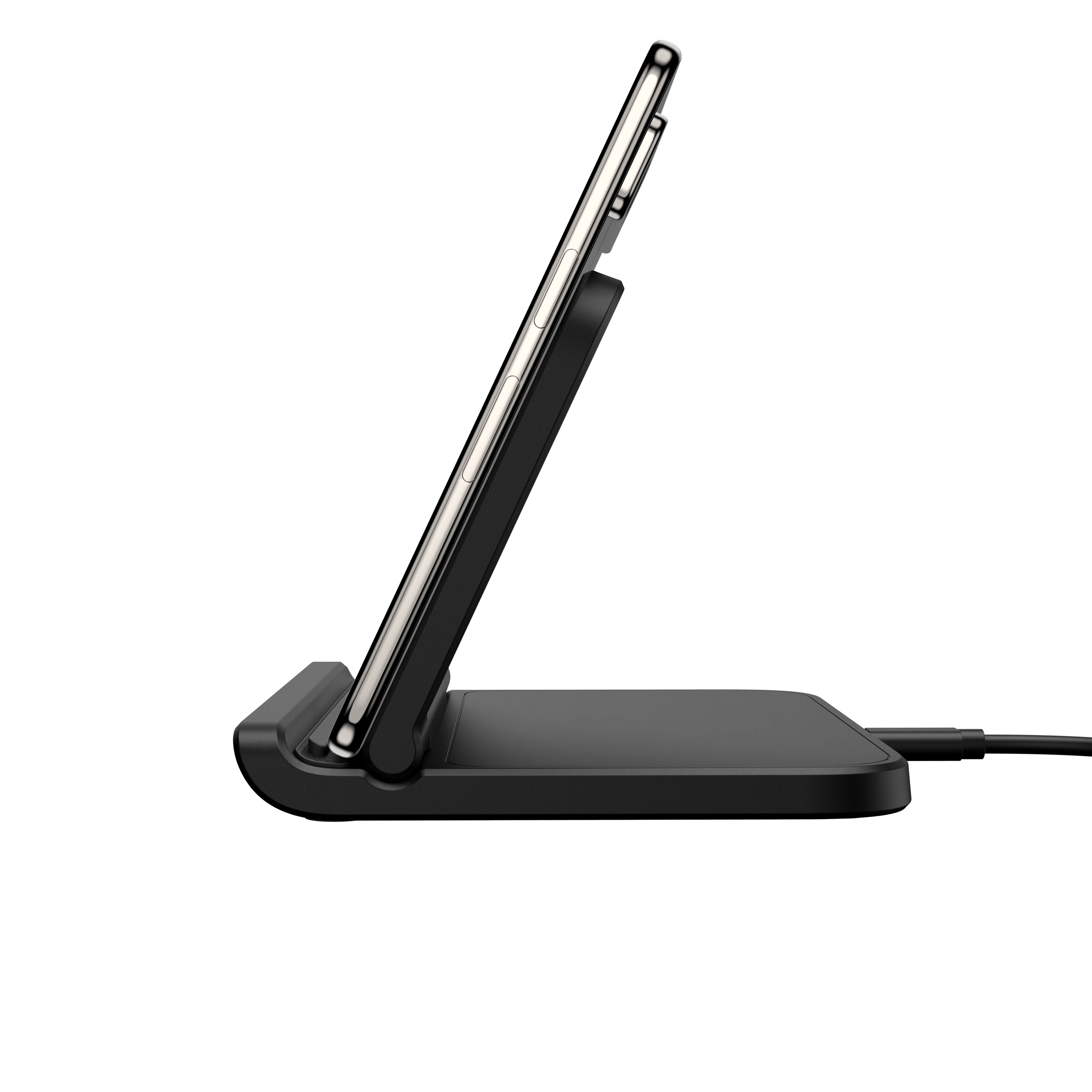 SwanScout 503G wireless charging pad for Pixel Fold and Pixel 9 Pro Fold, shown vertically with folded device on the pad