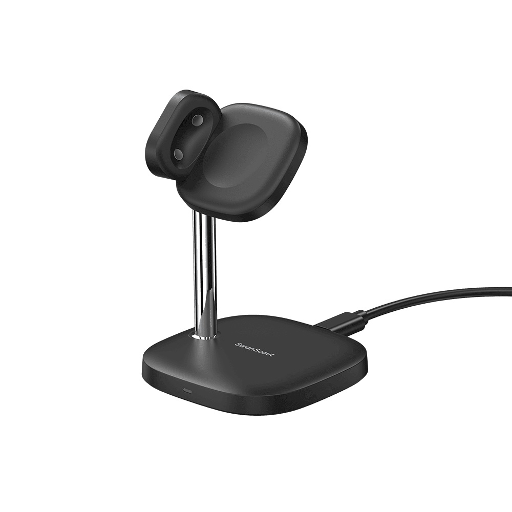 SwanScout 505G4 charging stand for Pixel Watch 4 shown in front perspective without device attached