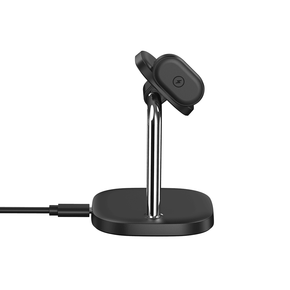 Side view of SwanScout 505G4 magnetic charging stand designed for Pixel Watch 4