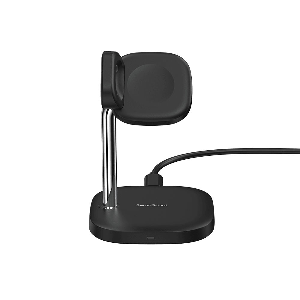 Front view of SwanScout 505G4 charging dock compatible with Google Pixel Watch 4