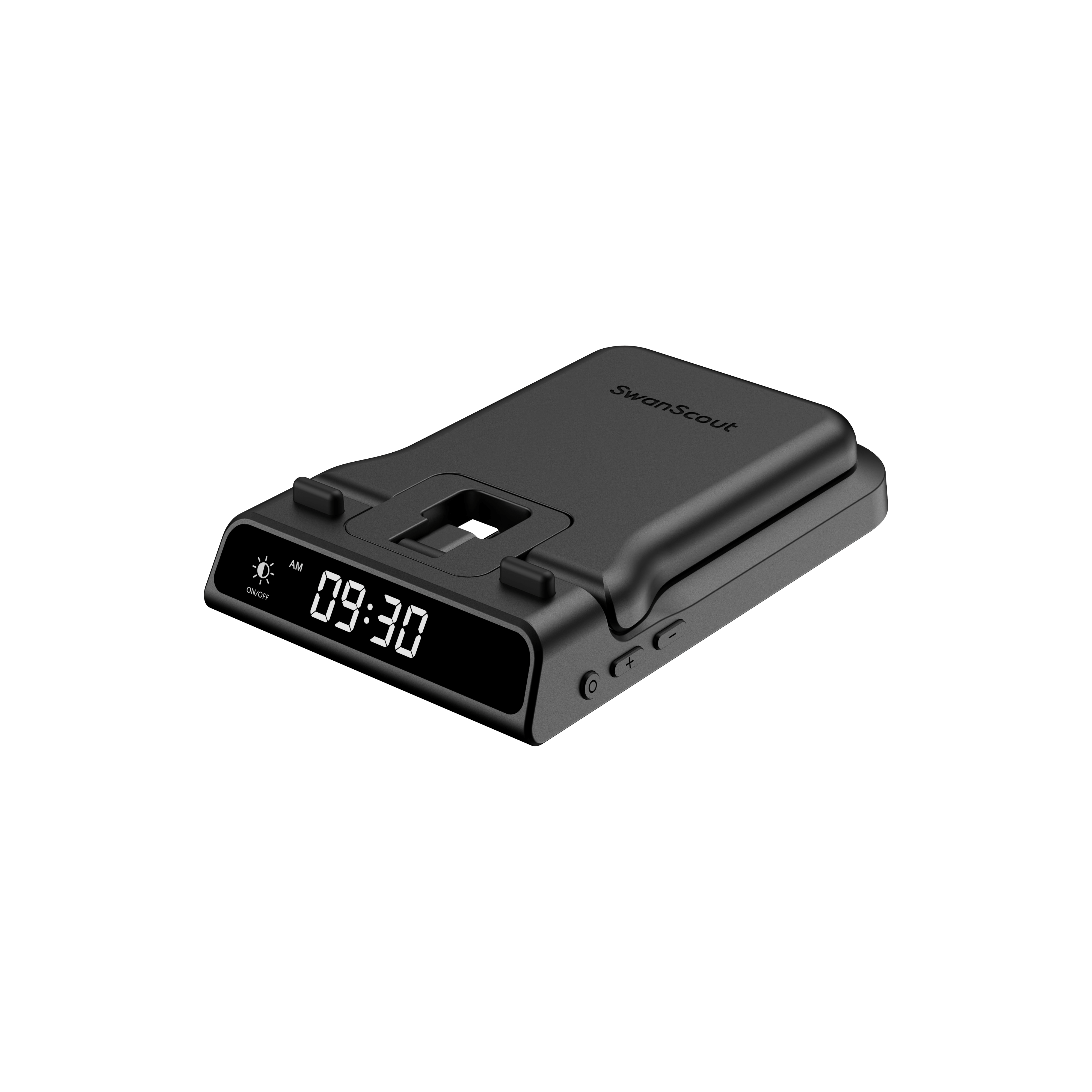 SwanScout 701G2 wired fast charger with clock display for Google Pixel Watch 2 and 3, shown with multiple charging ports.
