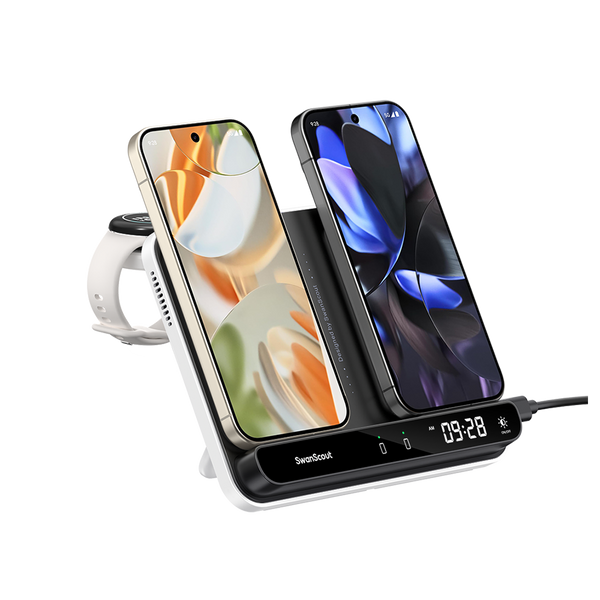 SwanScout 704D | Caricabatterie wireless per doppio disposivo per